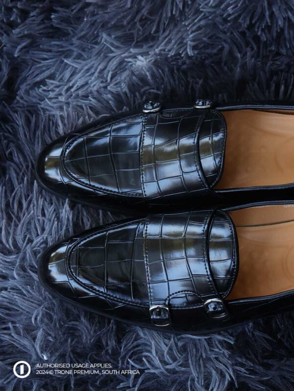 Double Buckle Monk Loafers - Black