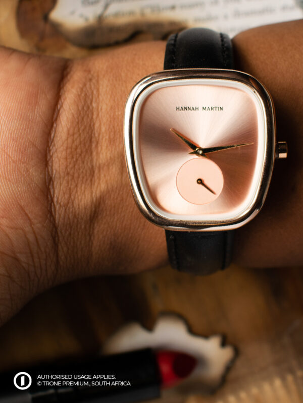 Hannah Martins blush Watch - Black Leather