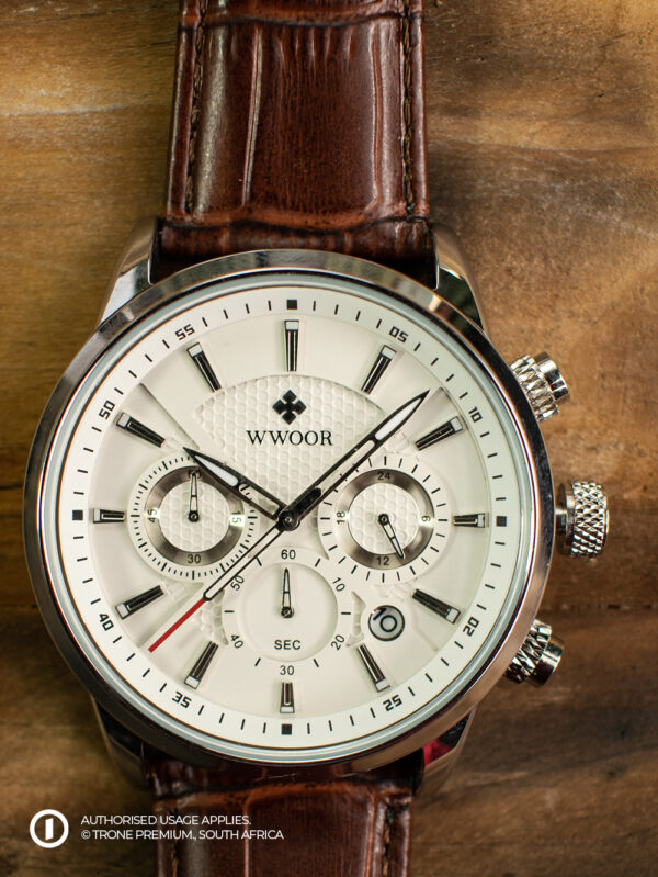 Premium WWOOR Atlas Watch - Silver + Brown